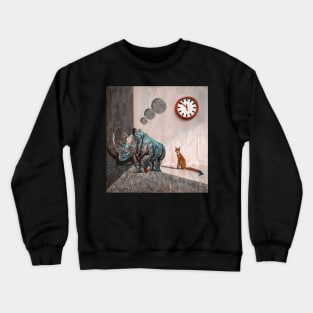 Animals geometry and minimalism: Rhinoceros and fox Crewneck Sweatshirt